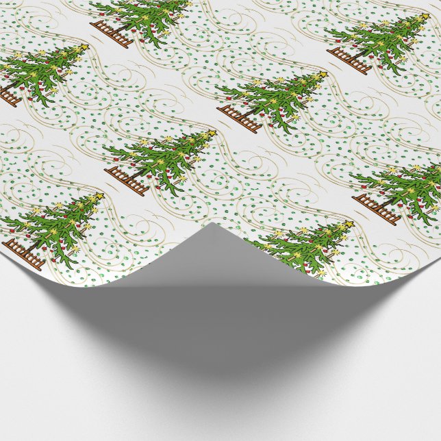 Papier Cadeau Arbre de Noël sur papier d'enveloppement de pierre (Coin)