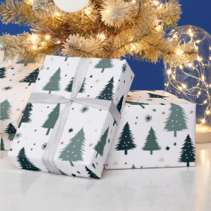Papier Cadeau Arbre de Noël vert simple