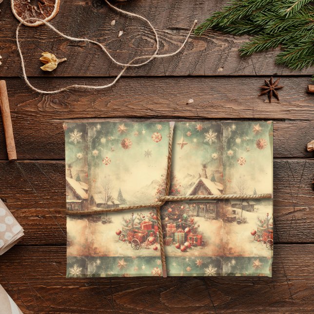 Papier Cadeau Arbre de Noël Vintage (Vintage Christmas tree Wrapping Paper)
