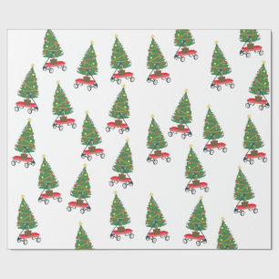 Papier Cadeau Arbre de Noël Wagon