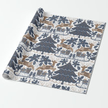 Arbre de rennes scandinave Floral Marine or