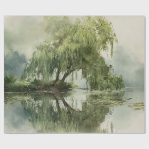 Papier Cadeau Arbre de saule serein réflexion Art de la nature (