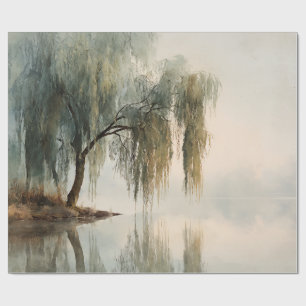 Papier Cadeau Arbre de saule serein Réflexion Nature Art (13)
