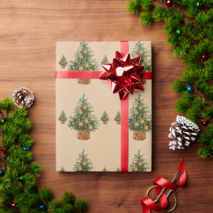 Papier Cadeau Arbre de Vacances Minimaliste Simple Pin de Campag
