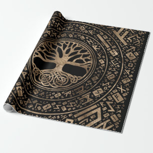 Papier Cadeau Arbre de vie - Motif runique de Yggdrasil