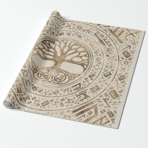 Papier Cadeau Arbre de vie - Motif runique de Yggdrasil