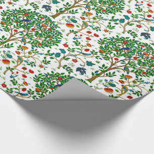 Papier Cadeau Arbre de William Morris de motif de la vie, vert