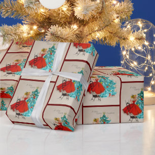 Papier Cadeau Arbre décoratif vintage de Noël