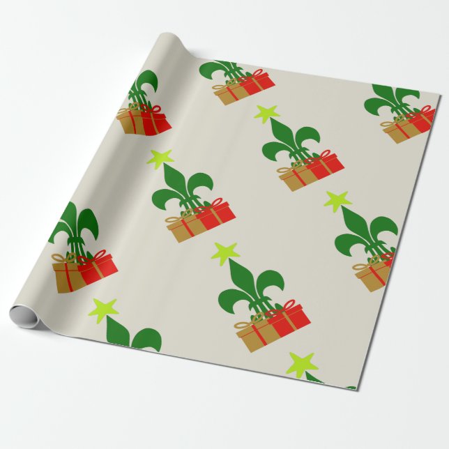Papier Cadeau Arbre et cadeau de Noël de la Louisiane Fleur De (Déroulé)