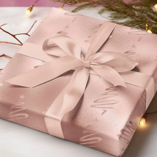 Papier Cadeau Arbre métallique rose Gold Noël moderne