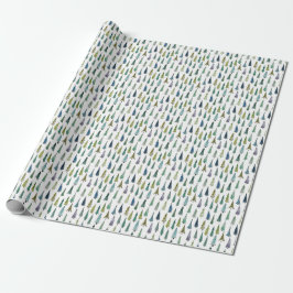 Papier Cadeau Arbre mince Motif rétro Noël et cadeau d'hiver