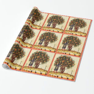 PAPIER CADEAU ARBRE POMÉGRANÉ ANTIQUE