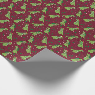 Papier Cadeau Arbre Rex Novelty Dinosaur Noël Bourgogne