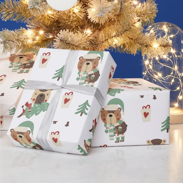 Papier Cadeau Arbres adorables | Teddy Bear Noël (Vacances)
