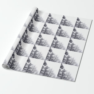 Papier Cadeau Arbres couverts de neige : Verticaux