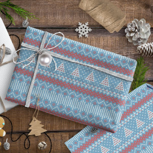 Papier Cadeau Arbres de Noël 10 Arbres de Noël bleu ID208