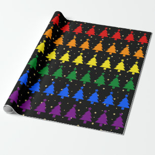 Papier Cadeau Arbres de Noël arc-en-ciel LGBTQIA