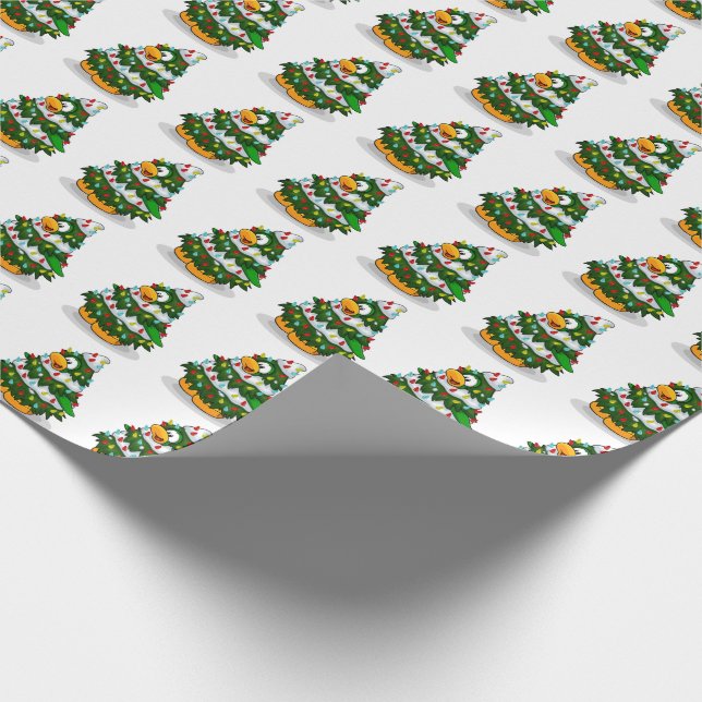 Papier Cadeau Arbres de Noël de mignons pingouins (Coin)