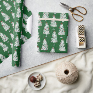 Papier Cadeau Arbres de Noël en aluminium vert