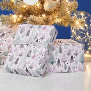 Papier Cadeau Arbres de Noël et étoiles Noël moderne