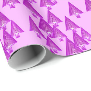 Papier Cadeau Arbres de Noël métalliques modernes - pourpre