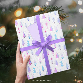 Papier Cadeau Arbres de Noël modernes Motif rose violet