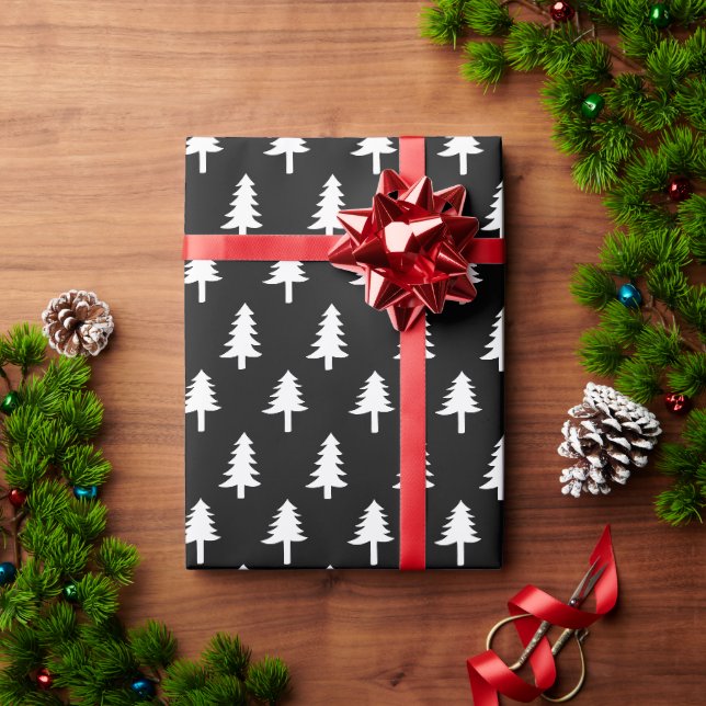 Papier Cadeau Arbres de Noël | Papier d'emballage de vacances en (Cadeau de vacances)