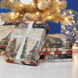 Papier Cadeau Arbres de Noël rétro Vintages