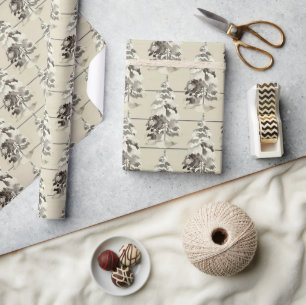 Papier Cadeau Arbres de Noël Rustiques modernes neigeux