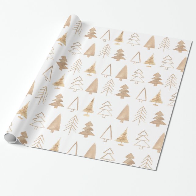 Papier Cadeau Arbres de Noël simples et modernes (Déroulé)