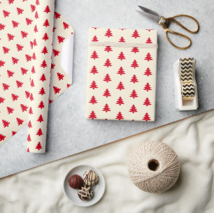 Papier Cadeau Arbres de Noël simples et modernes en beige