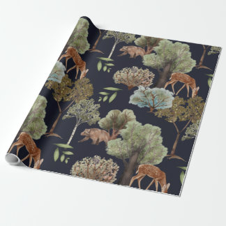 Papier Cadeau Arbres et animaux