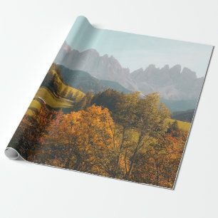 PAPIER CADEAU ARBRES VERTS ET CHAMP DE GRASS