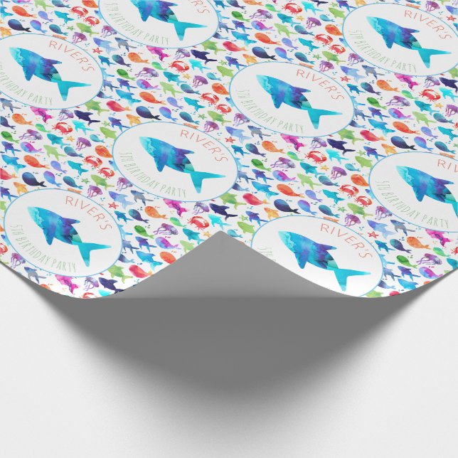 Papier Cadeau Arc-en-ciel Aquarelle poisson sous la mer (Coin)
