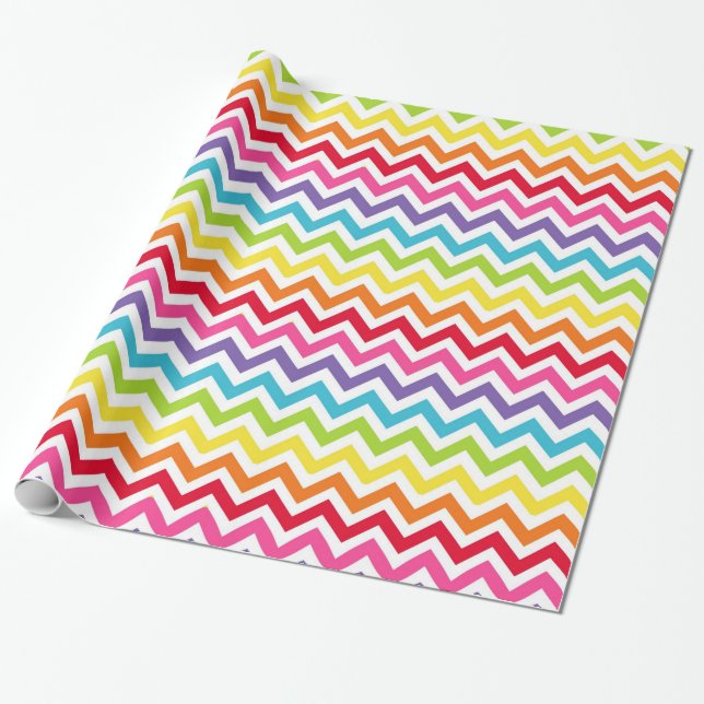 Papier Cadeau Arc-en-ciel Chevron enveloppement cadeau (Déroulé)