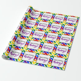 Papier Cadeau Arc-en-ciel coloré Criss-Cross Stripes Anniversair