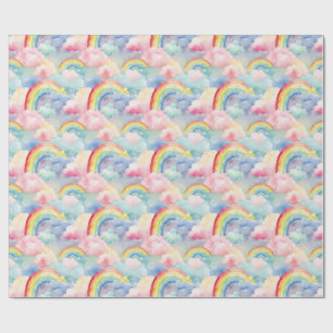 Papier Cadeau Arc-en-ciel coloré, nuage et étoile