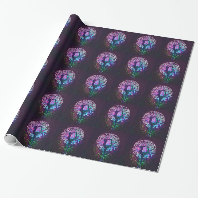 Papier Cadeau Arc-en-ciel de paix d'arbre de yoga (Déroulé)