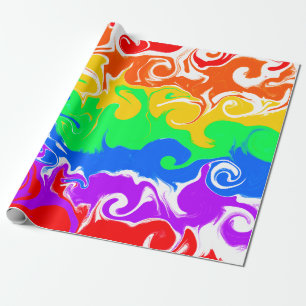 Papier Cadeau Arc en ciel Fluide Art Anniversaire