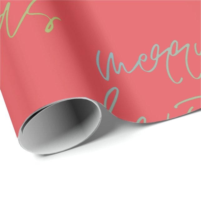 Papier Cadeau Arc en ciel Joyeux Noël Belle Cerise Rouge (Coin rond)