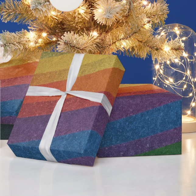 Papier Cadeau Arc-en-ciel métallisé élégant inspiré simple (Vacances)