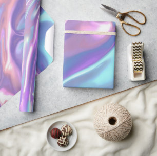 Papier Cadeau Arc-en-ciel métallisé iridescent rose aqua violet