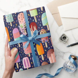 Papier Cadeau Arc-en-ciel Popsicles Envelopper le rouleau de pap