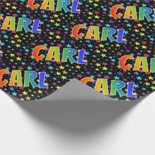 Papier Cadeau Arc-en-ciel Prénom "CARL" + Étoiles