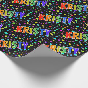 Papier Cadeau Arc-en-ciel prénom "KRISTY" + Stars