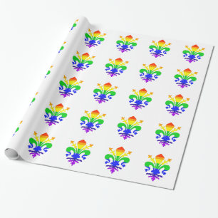 Papier Cadeau Arc-en-ciel stylisé Fleur de Lis