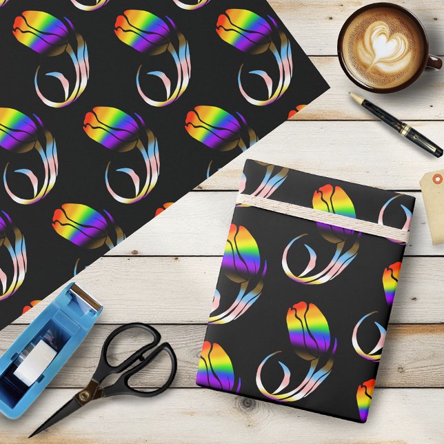 Papier Cadeau Arc-en-ciel vibrant minimaliste Tulipe LGBTQ+ (Créateur téléchargé)