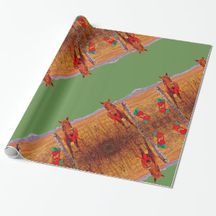 Papier Cadeau Arc rouge de cheval de Noël et stockage des
