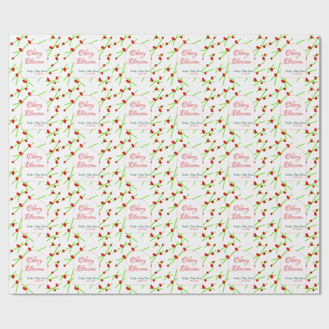 Papier Cadeau Arch shape cherry blossom red green baby shower na (Plat)