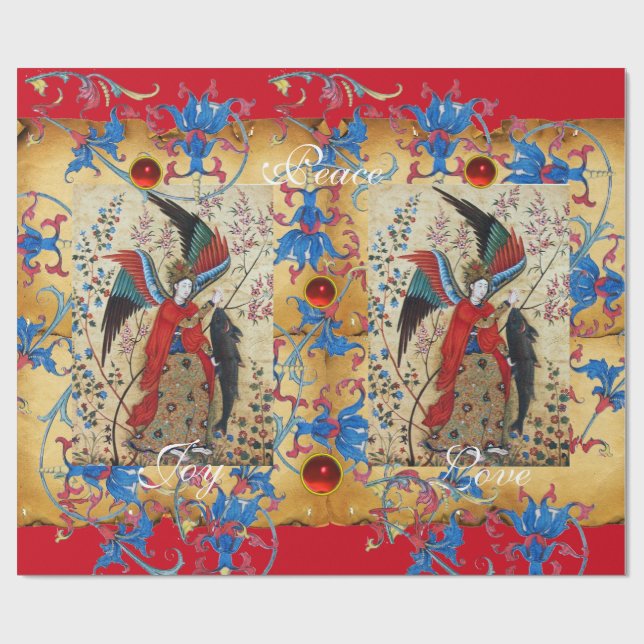 PAPIER CADEAU ARCHANGEL RAPHAEL ET PARCHEMENT DE NOËL AUX POISSO (Plat)